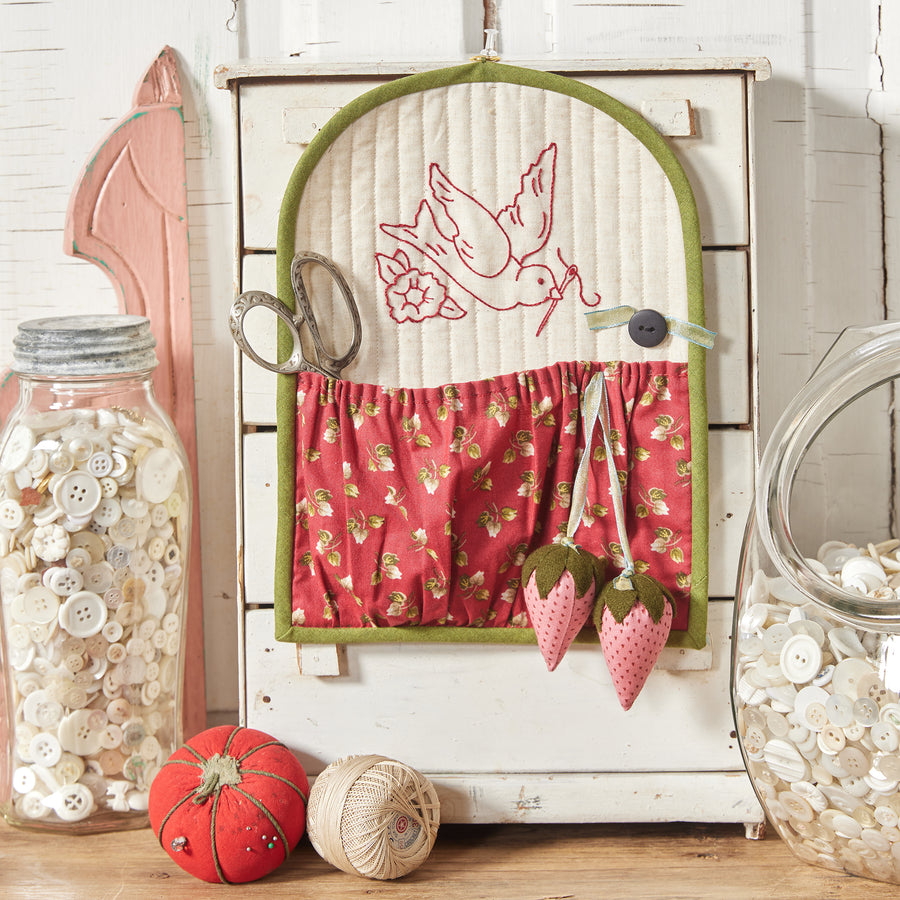 Redwork Sewing Bird Pocket – Buttermilk Basin
