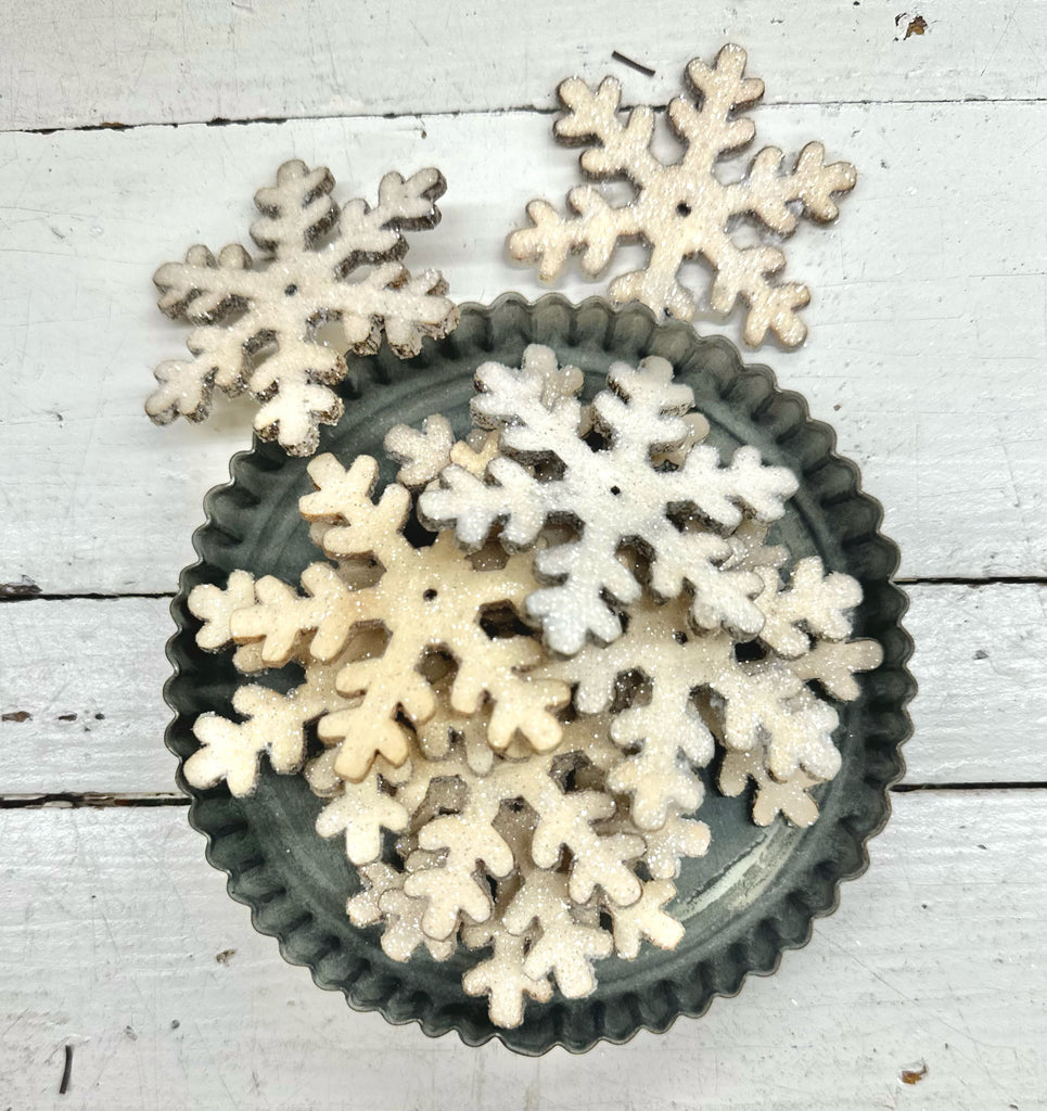 Large Wooden Snowflakes Set of 6